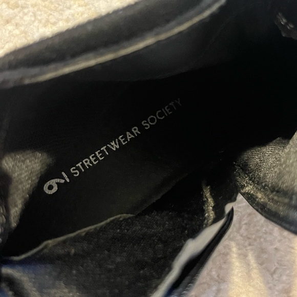 Streetwear Society Black Suede Sock Heeled Boots - Picture 4 of 5